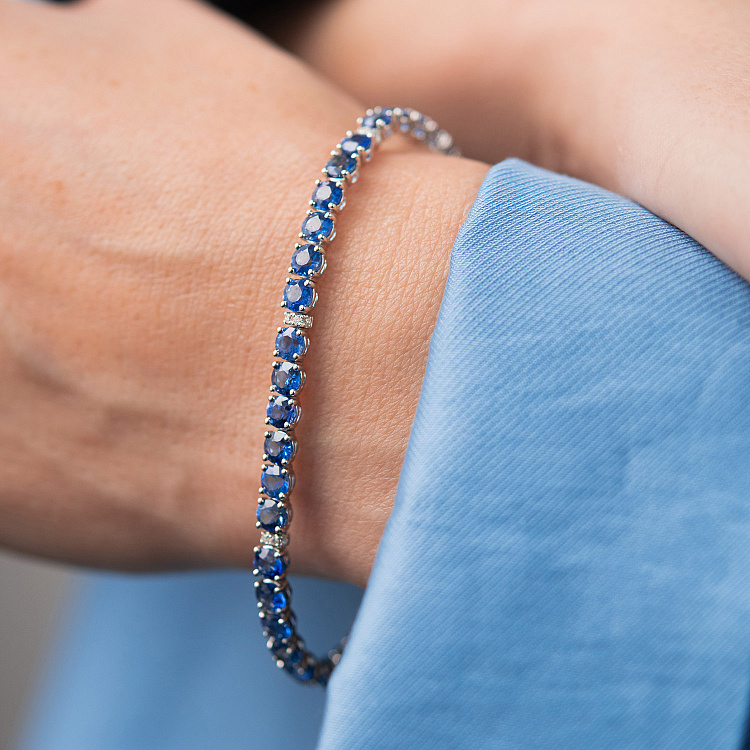 Золотий браслет з сапфірами і діамантами бб0062nl від ювелірного магазину Онікс - 3