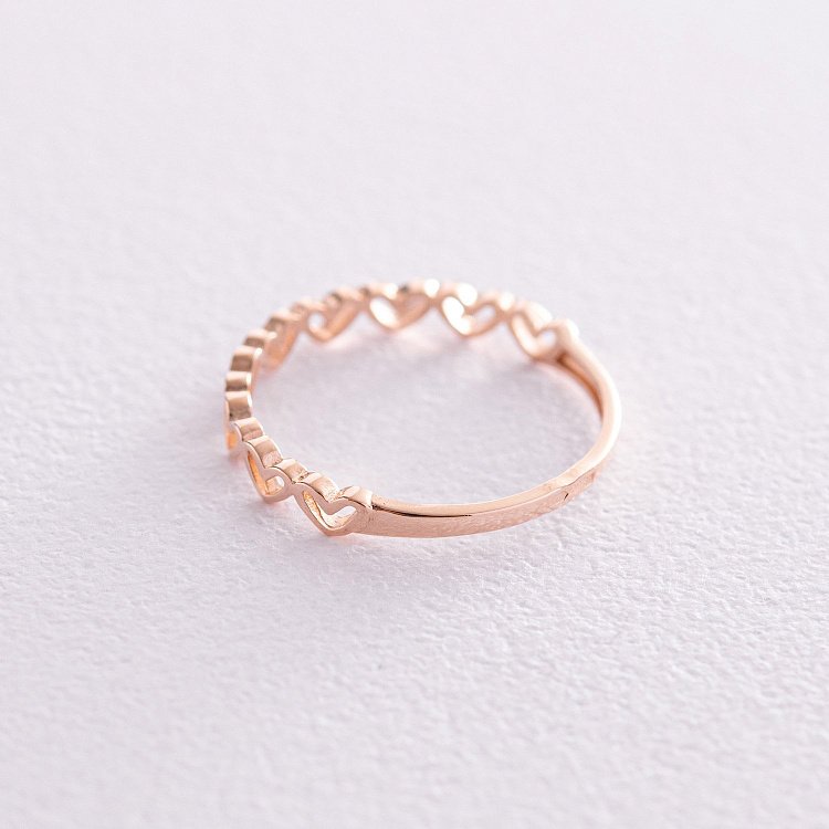 Кольцо "Сердечки" в красном золоте к07158 от ювелирного магазина Оникс - 4