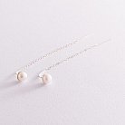 Срібні сережки - протяжки з перлами 123104 от ювелирного магазина Оникс