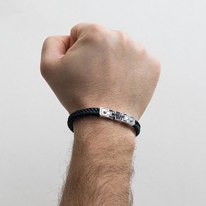 Каучуковий браслет з білого золота (фіаніти) б03993 №2