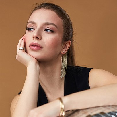 Золоті сережки-пусети з фіанітами с04115 №4