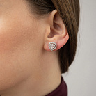 Золоті сережки - пусети "Сердечки" з діамантами сб0613cha от ювелирного магазина Оникс - 7