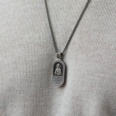 Срібний кулон "Миколай Чудотворець. Отче наш" (ебенове дерево) 1182 №6