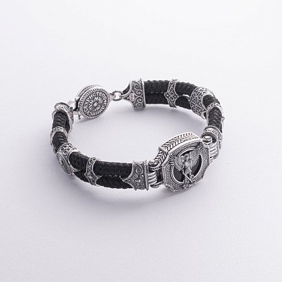 Серебряный браслет "Архангел Михаил" (оникс) 1377