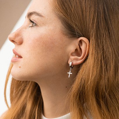 Срібні сережки "Хрестики" 123425 №2