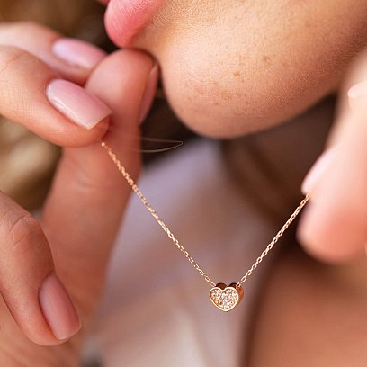 Колье "Сердечко" с фианитами (красное золото) кол02295 №6