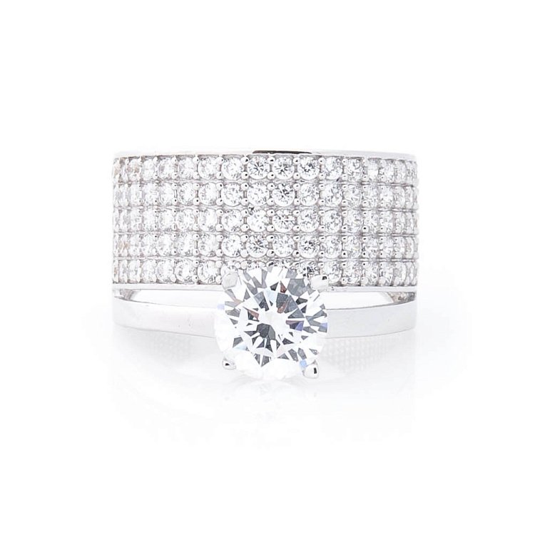 Золота каблучка з фіанітами к05364 від ювелірного магазину Онікс - 2