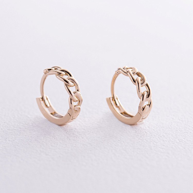 Серьги - кольца "Цепочки" в желтом золоте с08209 от ювелирного магазина Оникс