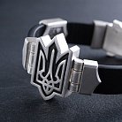 Мужской серебряный браслет "Герб Украины - Тризуб" (кожа, эбен) 1079 от ювелирного магазина Оникс - 3