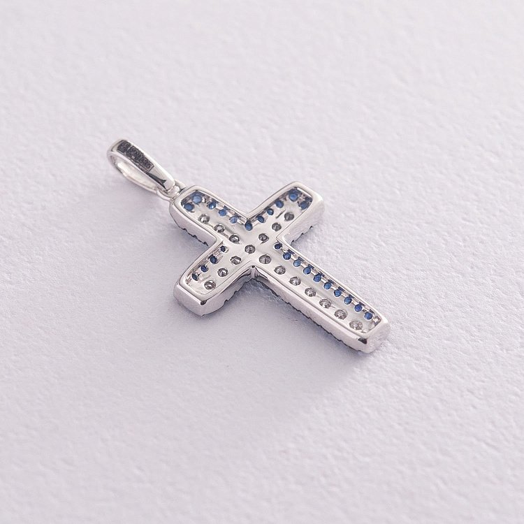 Золотий хрестик (сапфір, діамант) пб0122gm від ювелірного магазину Онікс - 2