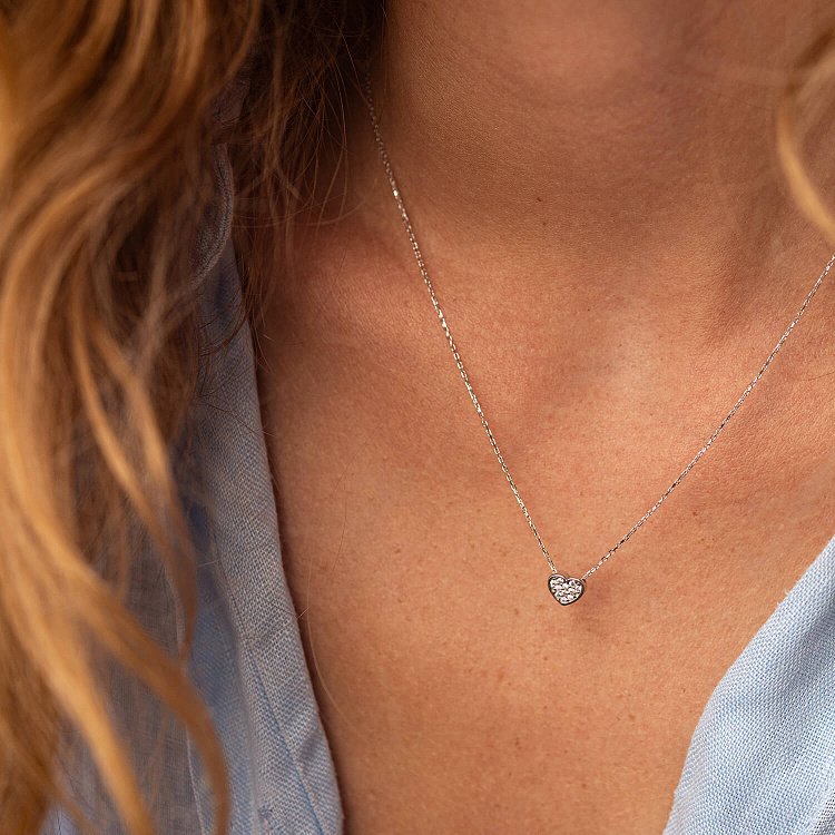 Колье "Сердечко" с фианитами (белое золото) кол02291 от ювелирного магазина Оникс - 5