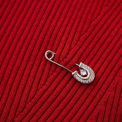 Серебряная булавка с фианитами 21062 №4