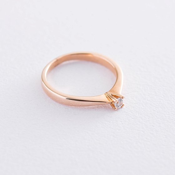 Помолвочное кольцо в красном золоте (куб. цирконий Swarovski) к06239 №3