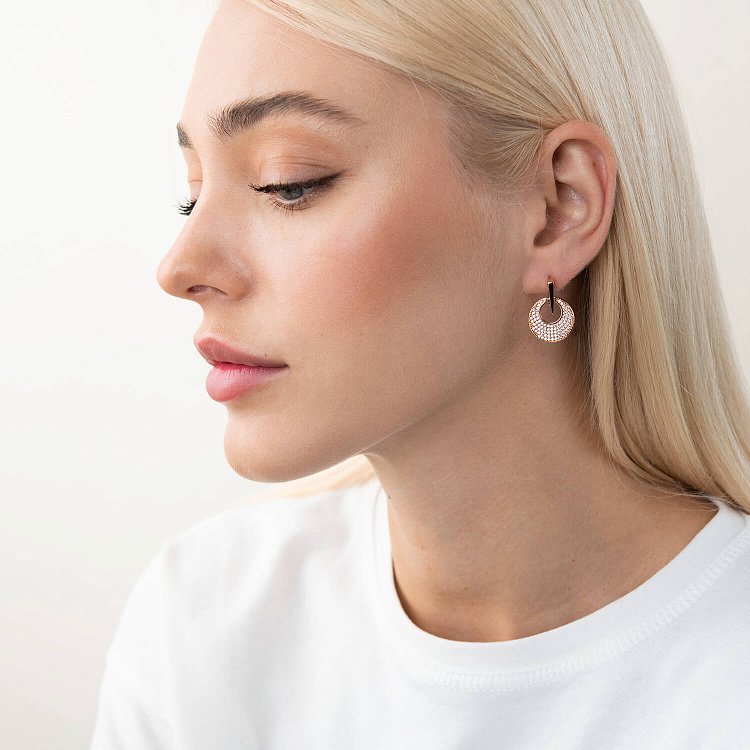 Золоті сережки "Місяць" (фіаніти) с05804 від ювелірного магазину Онікс - 1