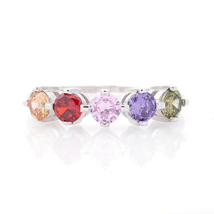 Срібний перстень з різнокольоровими фіанітами 112106 від ювелірного магазину Онікс - 2