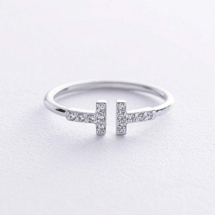 Каблучка "Tina" в білому золоті (фіаніти) к05836 від ювелірного магазину Онікс