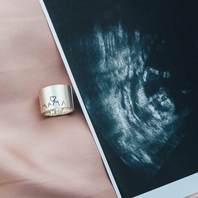 Серебряное кольцо "Мама - почерком Вашего ребенка" 112143мамад №7