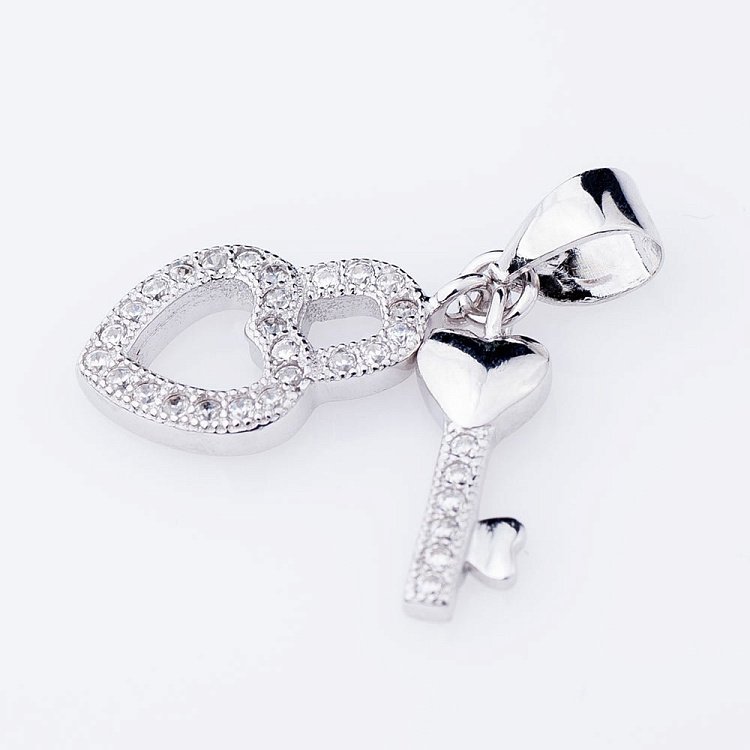 Серебряная подвеска "Замочек и ключик" с фианитами 132240 от ювелирного магазина Оникс - 1