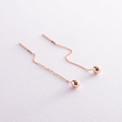 Золоті сережки - протяжки "Кульки" с07955 №9