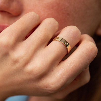 Каблучка "Love" у жовтому золоті (фіаніти) к07139 №12