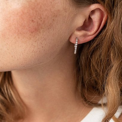 Серьги - пусеты с фианитами в серебре 4911 №4