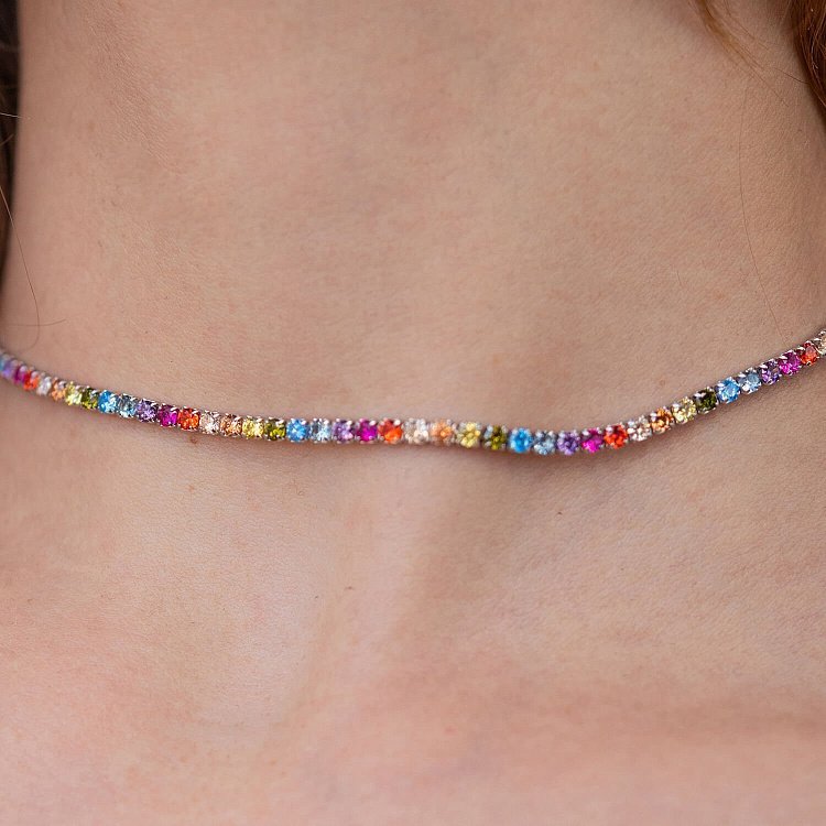 Серебряное колье "Разноцветное" с фианитами 181262 от ювелирного магазина Оникс - 6