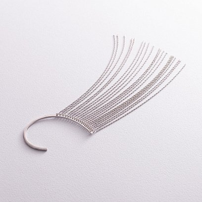 Серьга - каффа "Неповторимость" в белом золоте с07589 №20