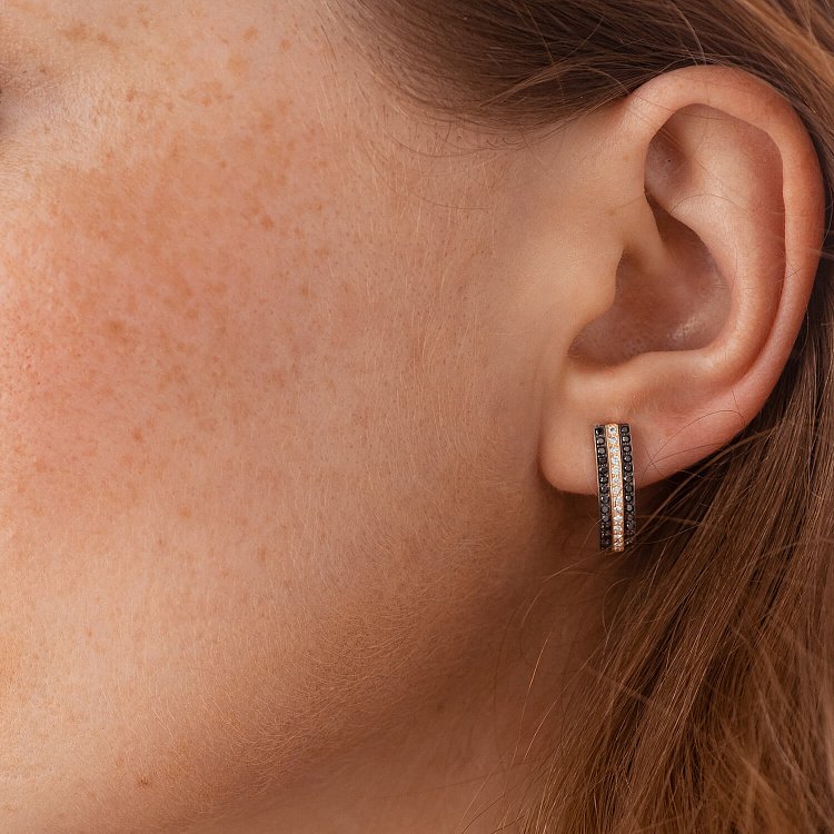 Золотые серьги с бриллиантами 312831121 от ювелирного магазина Оникс - 2