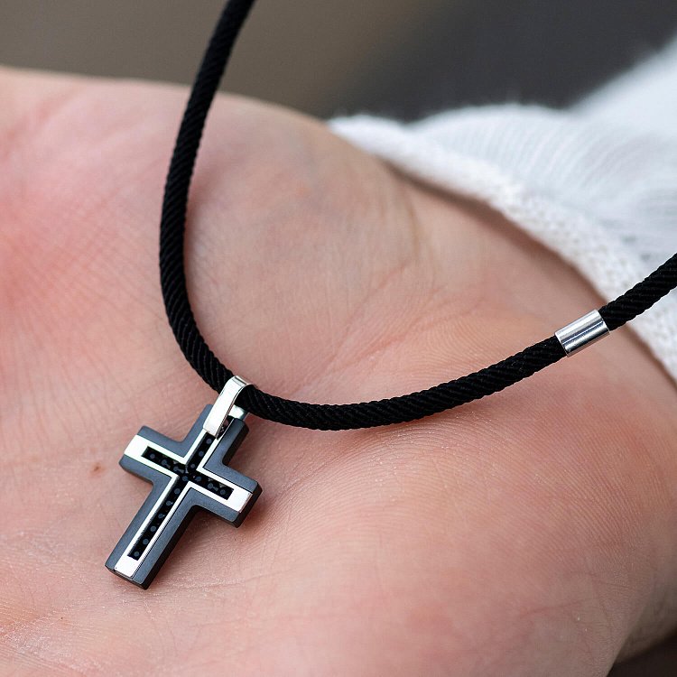 Крест из белого золота (циркон, фианиты) 403-00005/1 от ювелирного магазина Оникс - 1