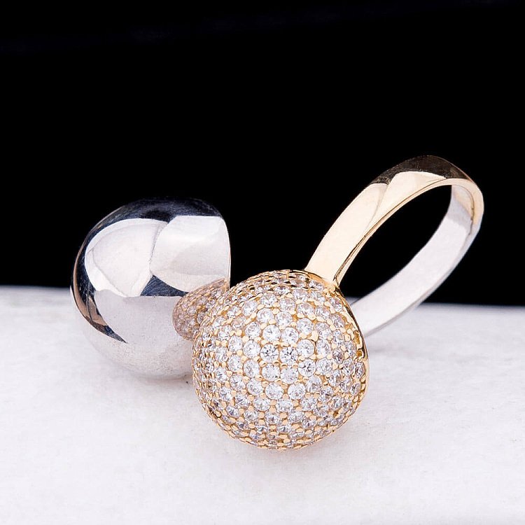 Золотое кольцо "Шарики" к01018ж от ювелирного магазина Оникс - 3