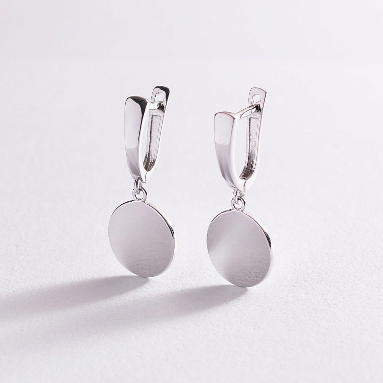 Серьги "Монетки" в белом золоте с07622 от ювелирного магазина Оникс