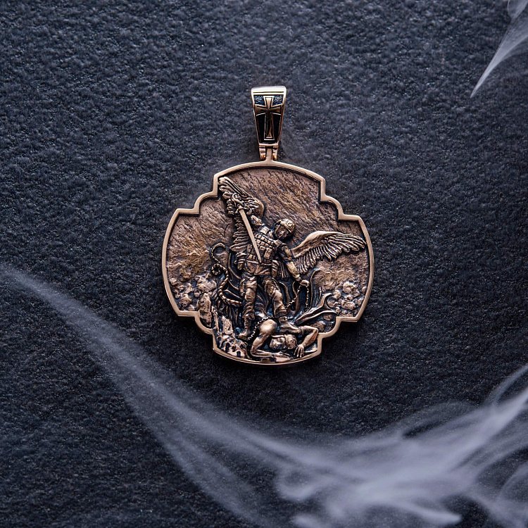 Золотий кулон "Український воїн. Молитва до Архангела Михайла" п03826 від ювелірного магазину Онікс - 3