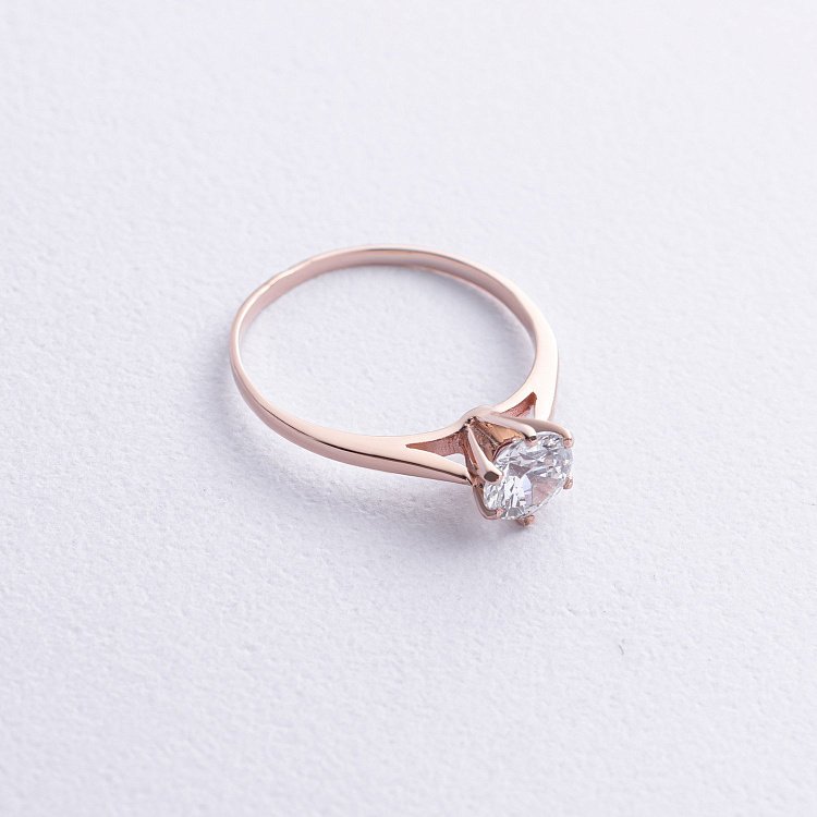 Помолвочное золотое кольцо с фианитом к08060 от ювелирного магазина Оникс