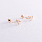 Золотые серьги - пусеты "Крестики" с07010 от ювелирного магазина Оникс - 2