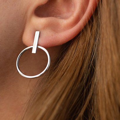 Золотые серьги - пусеты "Уверенность" с07275 №3