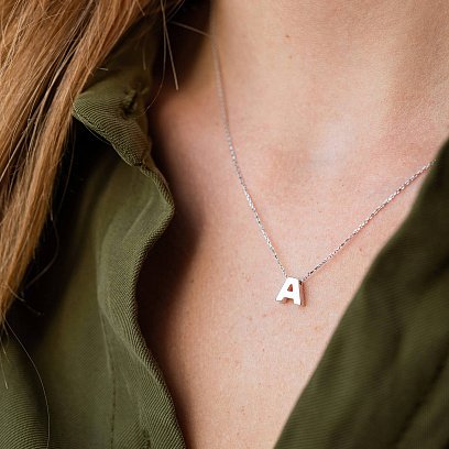 Колье с буквой "Н" в белом золоте кол01254Н №10