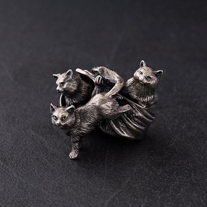 Серебряная фигура ручной работы "Котята" 23165 №2