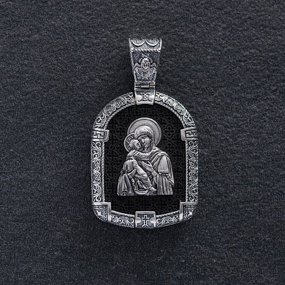 Серебряный кулон "Богородица Дево - Молитва" (эбеновое дерево) 1230 №5