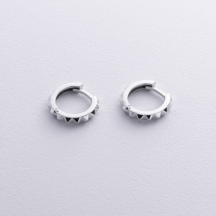 Сережки - кільця "Mona" у білому золоті с08852 від ювелірного магазину Онікс - 2