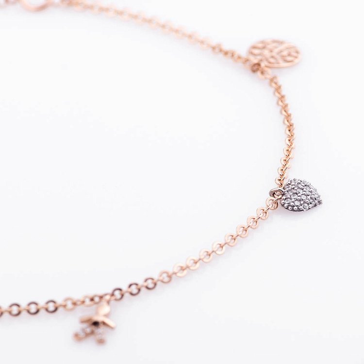 Золотой браслет на ногу с фианитами б02636 от ювелирного магазина Оникс - 3