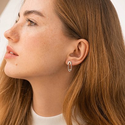 Сережки - пусети "Шпильки" у сріблі 123411 №2