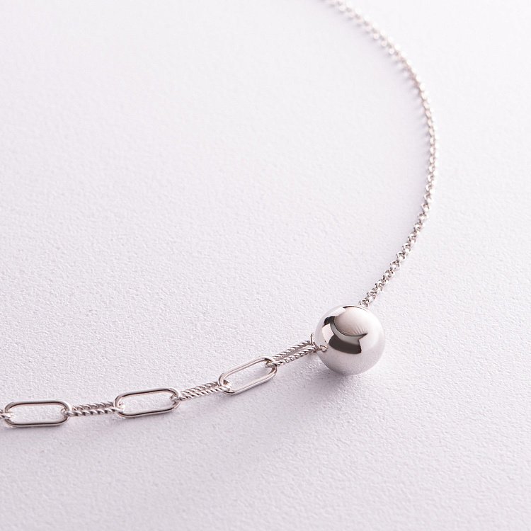 Срібне кольє "Ланцюжок з кулькою" 181227 від ювелірного магазину Онікс - 2