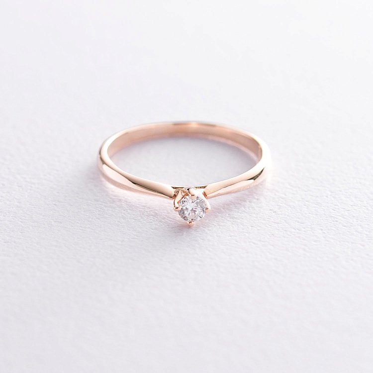 Заручальна каблучка в червоному золоті (діамант) кб0232 - 4 Заручальна каблучка в червоному золоті (діамант) кб0232 від ювелірного магазину Онікс - 4