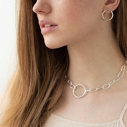 Серьги - пусеты Большой круговорот в серебре 1.9 см 122547 №10