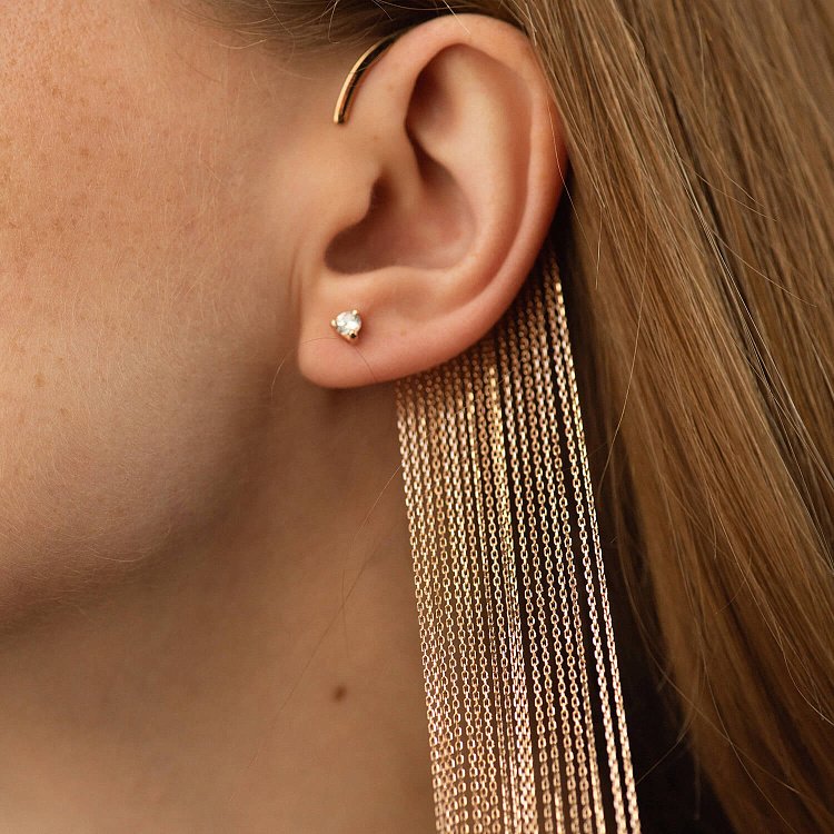 Золотые серьги - пусеты (фианиты) с01569 от ювелирного магазина Оникс - 5