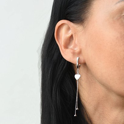 Серебряные серьги с сердечками 122316 №3