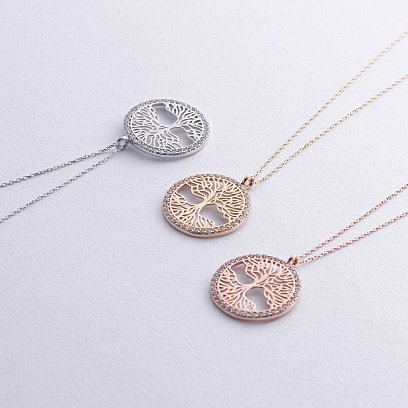 Колье "Древо жизни" с фианитами (красное золото) кол02490 №3