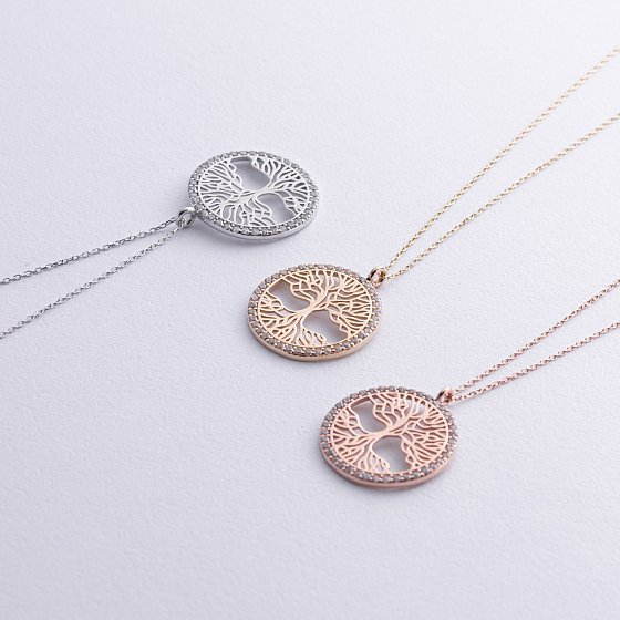 Колье "Древо жизни" с фианитами (красное золото) кол02490 №3