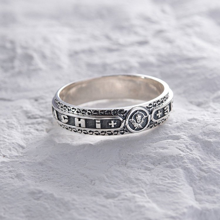 Серебряное кольцо "Спаси и Сохрани" (на укр. языке) ку-1 от ювелирного магазина Оникс - 9