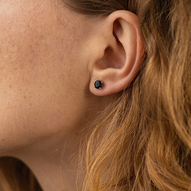 Золотые серьги - пусеты с сапфирами сб0390 от ювелирного магазина Оникс - 3